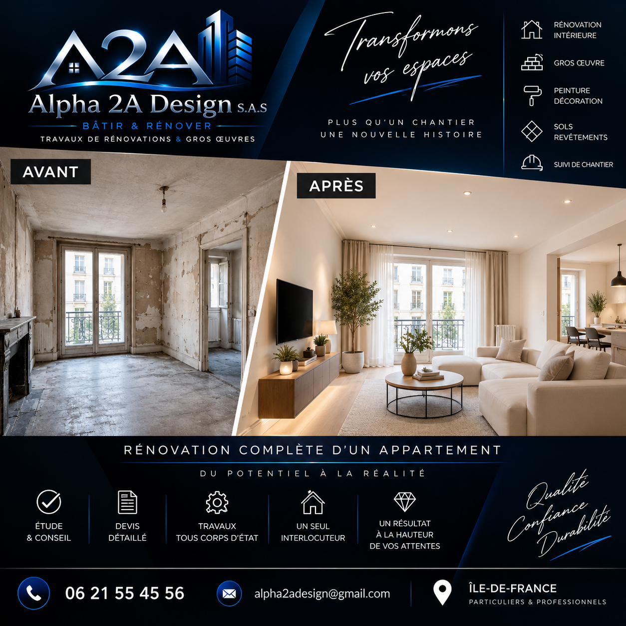 Rénovation complète d’un appartement en Île-de-France : avant / après