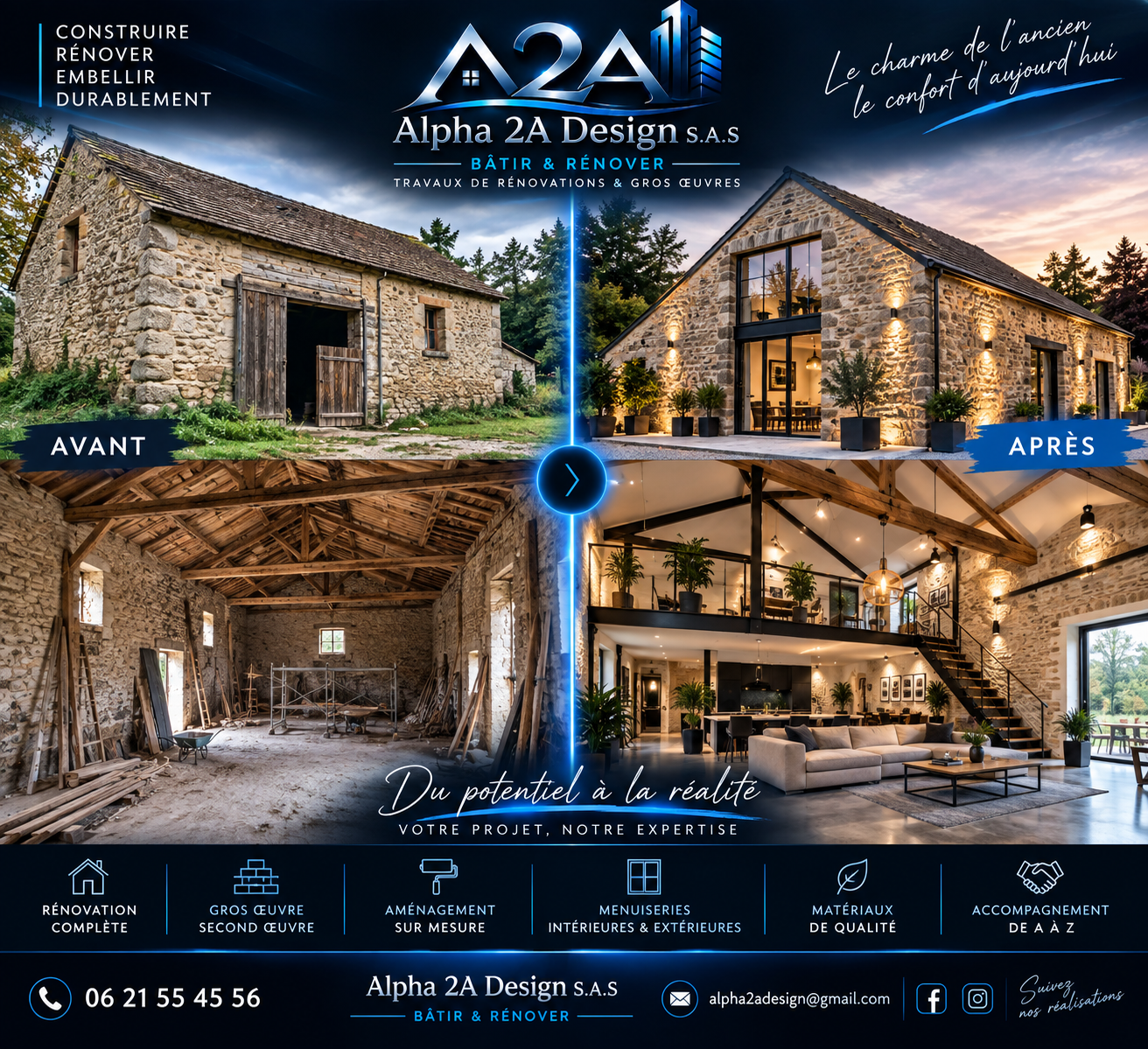 Rénovation d’une grange en loft moderne en Île-de-France